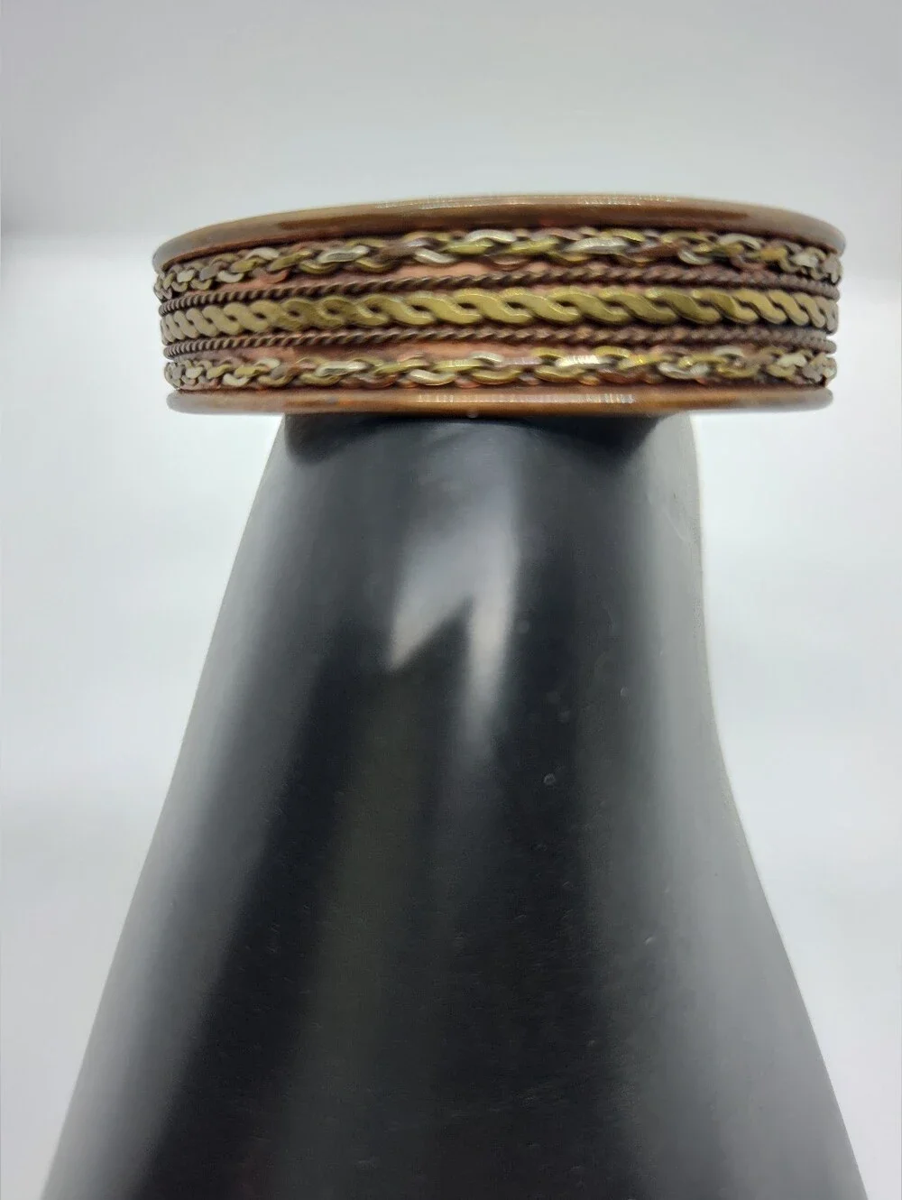Braided Copper and Brass Tone Bangle Bracelet